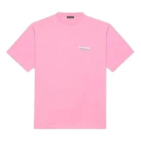 Camiseta de manga corta para hombre Balenciaga con estampado del logotipo, rosa, 641675TJVF75713