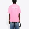 Camiseta de manga corta para hombre Balenciaga con estampado del logotipo, rosa, 641675TJVF75713