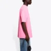 Camiseta de manga corta para hombre Balenciaga con estampado del logotipo, rosa, 641675TJVF75713