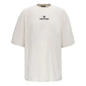 Camiseta de manga corta para hombre Balenciaga con logotipo «Alphabet», gris y blanco, 641614TJVA99054