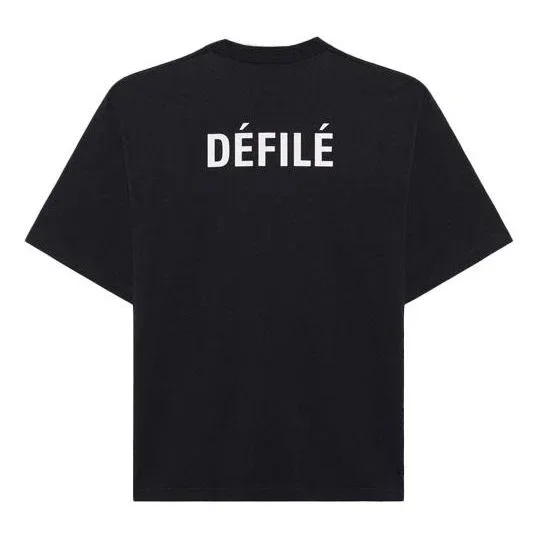 Camiseta de manga corta para hombre Balenciaga con logotipo deportivo retro, negra, 641614TJVL41000