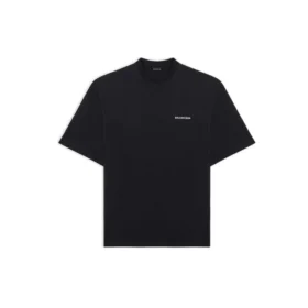 Camiseta de manga corta para hombre Balenciaga con logotipo deportivo retro, negra, 641614TJVL41000