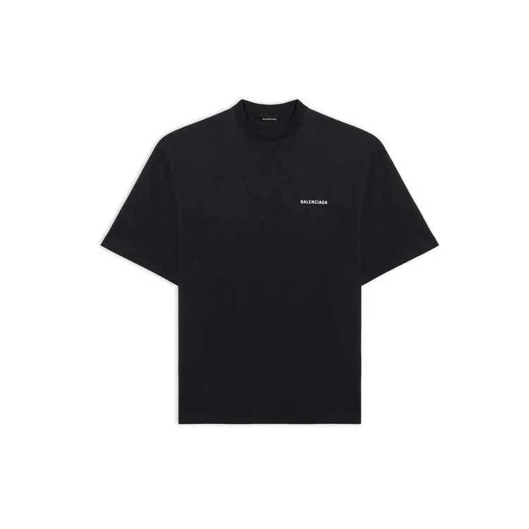 Camiseta de manga corta para hombre Balenciaga con logotipo deportivo retro, negra, 641614TJVL41000