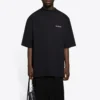 Camiseta de manga corta para hombre Balenciaga con logotipo deportivo retro, negra, 641614TJVL41000