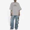 Camiseta de manga corta para hombre Balenciaga con logotipo Mosaic BB Alphabet, efecto desgastado y agujeros, gris 651795TKVF58174