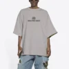 Camiseta de manga corta para hombre Balenciaga con logotipo Mosaic BB Alphabet, efecto desgastado y agujeros, gris 651795TKVF58174