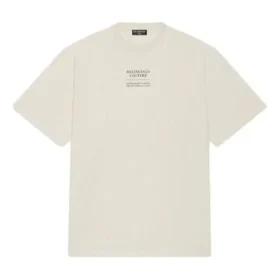 Camiseta de manga corta para hombre Balenciaga Otoño-Invierno 2021 con estampado de letras, color beige, 651795TJV909054