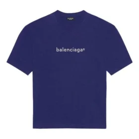 Camiseta de manga corta para hombre Balenciaga Primavera-Verano 2021 con estampado del logotipo y letras, azul, 612966TIV545400