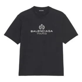 Camiseta de manga corta para hombre Balenciaga Retro Knit BB Paris Printing, versión negra 594579TGV601000