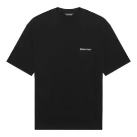 Camiseta de manga corta para hombre Balenciaga SS21, color liso con estampado del logotipo, negra 612966TJV871070