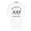 Camiseta de manga corta para hombre Balenciaga SS21 con estampado de maratón y logotipo, blanca, 641614TJVK69040