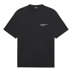 Camiseta de manga corta para hombre Balenciaga SS21 con logotipo bordado, color negro, 641675TKV861070