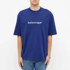 Camiseta de manga corta para hombre con el logotipo «Alphabet» de Balenciaga, azul, 612966TIV541195