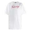 Camiseta de manga corta para hombre con estampado del logotipo de Balenciaga, blanca, 583214TFV639783