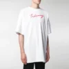Camiseta de manga corta para hombre con estampado del logotipo de Balenciaga, blanca, 583214TFV639783