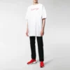 Camiseta de manga corta para hombre con estampado del logotipo de Balenciaga, blanca, 583214TFV639783