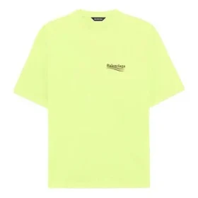 Camiseta de manga corta para hombre con estampado del logotipo de Balenciaga, color amarillo, 641675TJVF77110
