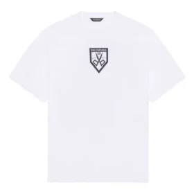 Camiseta de manga corta para hombre con estampado y cuello redondo, blanca, colección SS21, 651795TKV779040