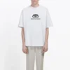Camiseta de manga corta para hombre de Balenciaga, blanca con el logotipo BB y estampado del logotipo clásico, 570803TEV489044