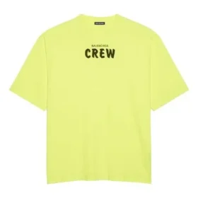 Camiseta de manga corta para hombre de Balenciaga con estampado de letras, verde fluorescente 620969TIVG97072