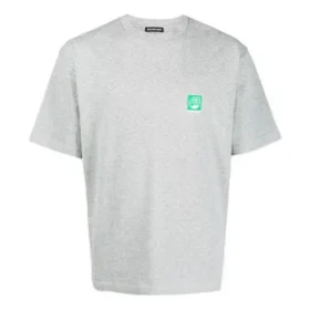 Camiseta de manga corta para hombre de Balenciaga con estampado del logotipo en el pecho, gris, 594579THV631300