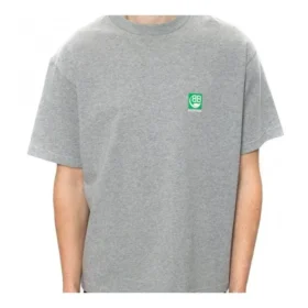 Camiseta de manga corta para hombre de Balenciaga con estampado del logotipo en el pecho, gris, 594579THV631300