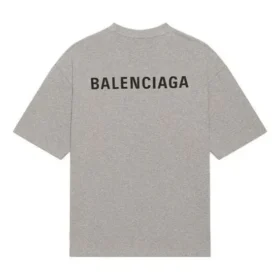 Camiseta de manga corta retro con estampado del logotipo de Balenciaga para hombre, colección Otoño-Invierno 2021, gris, 612966TIVG51167