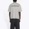 Camiseta de manga corta retro con estampado del logotipo de Balenciaga para hombre, colección Otoño-Invierno 2021, gris, 612966TIVG51167