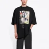 Camiseta de manga corta retro con estampado SS21, negra 641614TJVH11000