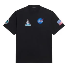 Camiseta de manga corta retro espacial de la colaboración Balenciaga x NASA «Negro» 651795TKVD71070