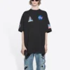 Camiseta de manga corta retro espacial de la colaboración Balenciaga x NASA «Negro» 651795TKVD71070