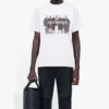 Camiseta de manga corta retro para hombre de Balenciaga con estampado del logotipo «Band Portrait», blanca, 612966TIV479000