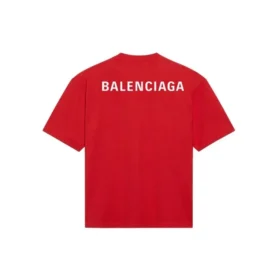 Camiseta de manga corta retro para hombre de Balenciaga con logotipo grande, color rojo, 612966TIVG56540
