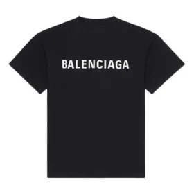 Camiseta de manga corta retro para hombre de Balenciaga OTO/INV 21 con estampado del logotipo, negra, 612966TIVG51070