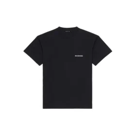 Camiseta de manga corta retro para hombre de Balenciaga OTO/INV 21 con estampado del logotipo, negra, 612966TIVG51070