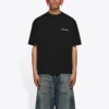 Camiseta de manga corta retro para hombre de Balenciaga OTO/INV 21 con estampado del logotipo, negra, 612966TIVG51070