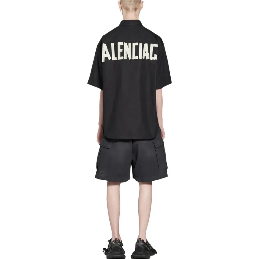 Camiseta de manga corta Tape Type, corte holgado «Negro» 738761TNM601000