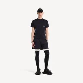 Camiseta de manga corta «techwear» para hombre en azul marino/blanco