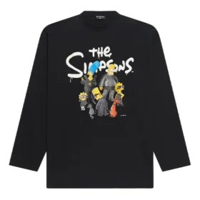 Camiseta de manga larga Balenciaga x THE SIMPSONS, corte ancho «Negro» 681046TLVG70100