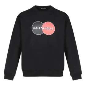 Camiseta de manga larga con cuello redondo y estampado del logotipo de Balenciaga para hombre, color negro 583258TIV801000 Camiseta de manga larga con cuello redondo y estampado del logotipo de Balenciaga para hombre, color negro 583258TIV801000
