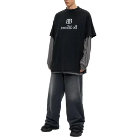 Camiseta de manga larga con parches «BB Be Different» «Black Grey» 720407TNVV31070 Camiseta de manga larga con parches «BB Be Different» «Black Grey» 720407TNVV31070