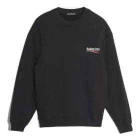 Camiseta de manga larga para hombre Balenciaga con estampado del logotipo, color negro, 556147TBV141000