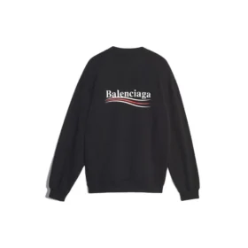 Camiseta de manga larga para hombre Balenciaga con estampado del logotipo, color negro, 556147TBV141000