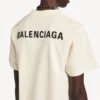 Camiseta de mujer Balenciaga con diseño trasero y corte medio en color crema
