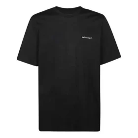 Camiseta de punto de manga corta con logotipo de Balenciaga para hombre, negra, 556150TYK281000