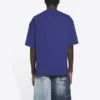 Camiseta de punto retro de manga corta para hombre Balenciaga Otoño-Invierno 2021, azul marino, 612966TKVD33967