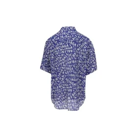 Camiseta de seda minimalista con tiras de logotipo «Azul y blanco sucio» 681813TNL054644 Camiseta de seda minimalista con tiras de logotipo «Azul y blanco sucio» 681813TNL054644