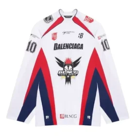 Camiseta deportiva de hockey de malla de manga larga Balenciaga para hombre, colección primavera-verano 2021, blanca, 657105TKV248090 Camiseta deportiva de hockey de malla de manga larga Balenciaga para hombre, colección primavera-verano 2021, blanca, 657105TKV248090