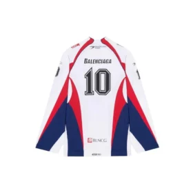 Camiseta deportiva de hockey de malla de manga larga Balenciaga para hombre, colección primavera-verano 2021, blanca, 657105TKV248090 Camiseta deportiva de hockey de malla de manga larga Balenciaga para hombre, colección primavera-verano 2021, blanca, 657105TKV248090