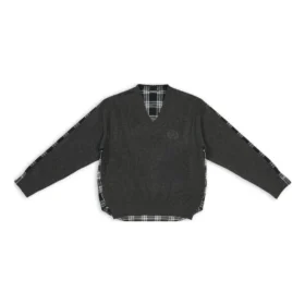 Camiseta híbrida con cuello en V «Negro antracita y blanco» 704271T41301163 Camiseta híbrida con cuello en V «Negro antracita y blanco» 704271T41301163